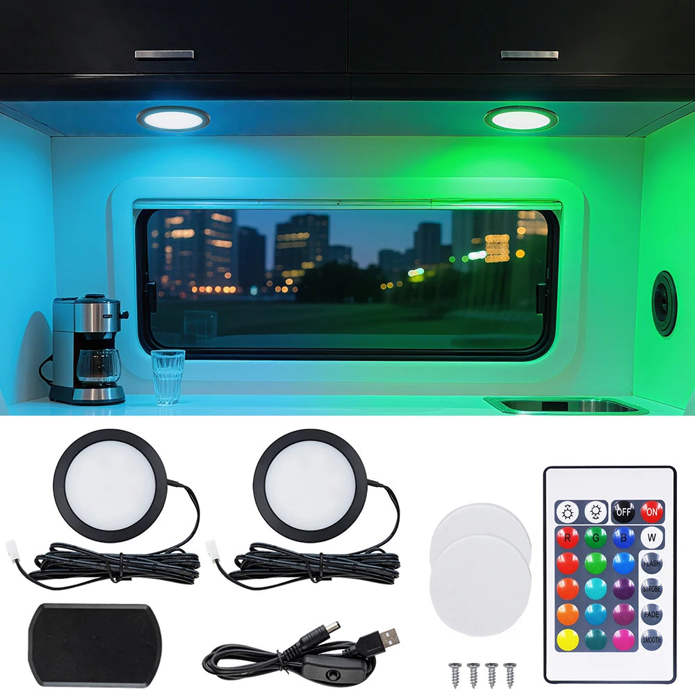 24Key Remote RGB Under Cabinet Light 5V USB Switch 1 2 4 6 Lights Kit Slim Lamp for Kitchen Display Case Home Bar Desk Accent