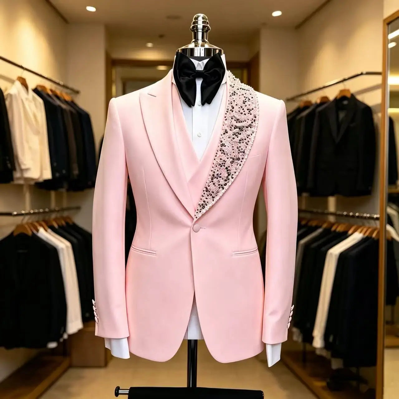 Beaded Wedding Suits for Men Prom Party 3Pcs Groom Tuxedo Custom Made Luxury Slim Fit Fashion Separates Jacket Vest Pants 2026