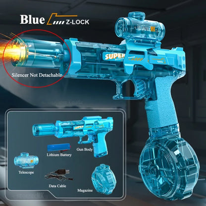 MK3 Electric Water Gun Toy Large-capacity Cool Flash Light Absorbent Water Continuous Shooting Summer Outdoor Beach Toy for Kids