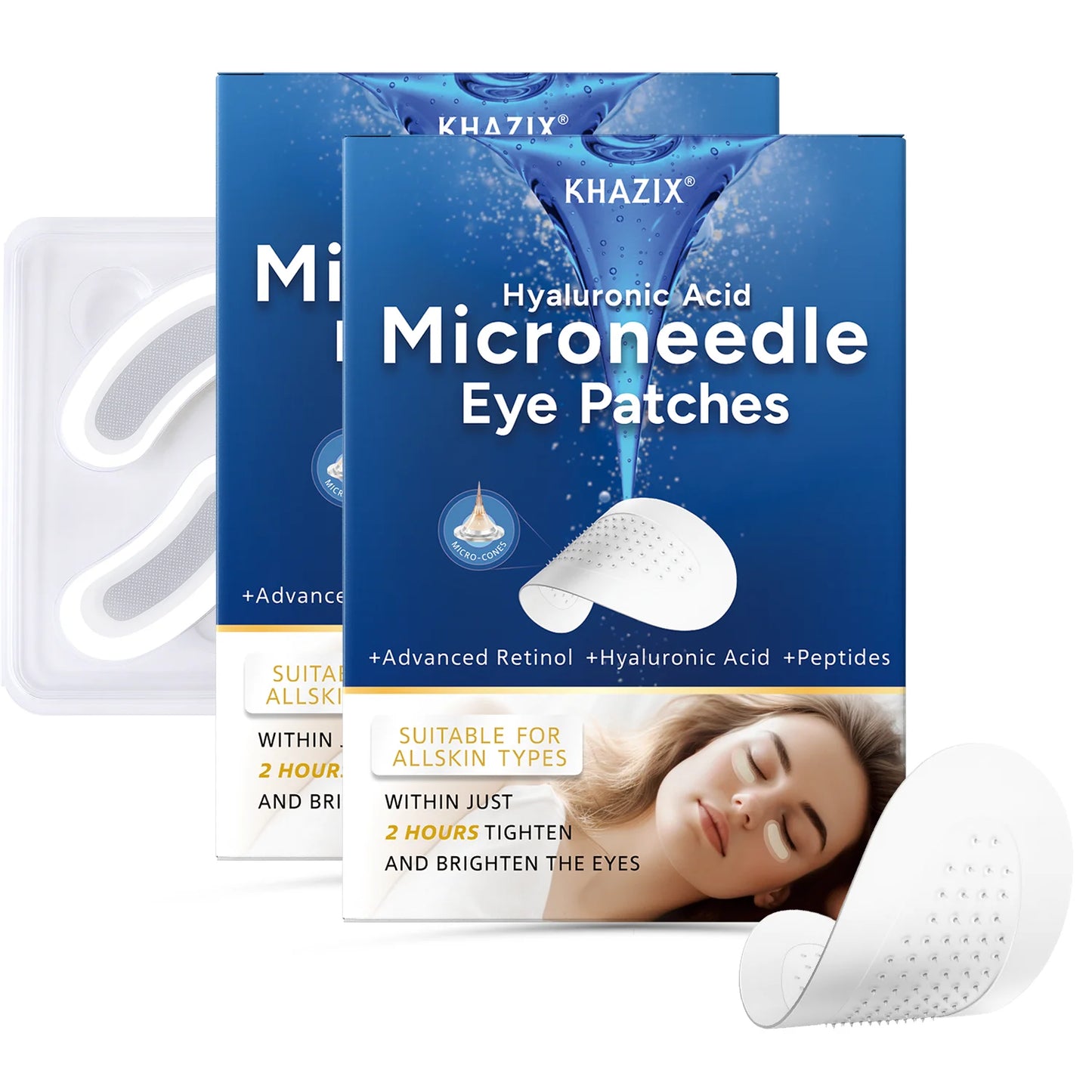 Retinol Microneedle Eye Patches with Hyaluronic Acid & Firming Peptides,for Forehead, Eye Area, Crow's Feet & Smile Lines,1Pair.