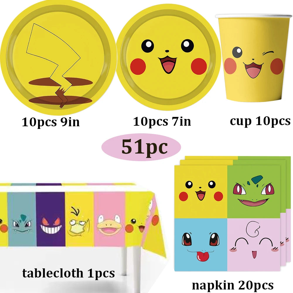 Birthday Party Favor Supplies Pik chu Braclet Keychain Stamp Mask Set for Birthday Party Bag Classroom School Reward Prize Gift