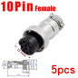 5pcs GX16 2/3/4/5/6/7/8/9/10Pin 16MM Male Female Circular Aviation Connector Plug Socket Screw Panel Mount Connector