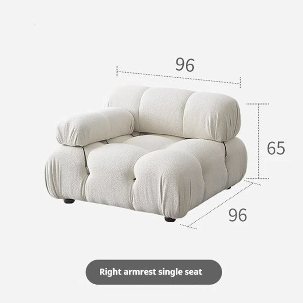Any Size Custom Cream Teddy Fabric Modular Sofa Combine Modules High Elastic Latex Foam Fill Nordic Minimalist Living Room Sofa