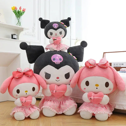 60cm Sanrio Kuromi Melody Hello Kitty Plush Toy Kawaii Cartoon Big Size KT Cat Plush Doll Soft Stuffed Pillow Kids Birthday Gift