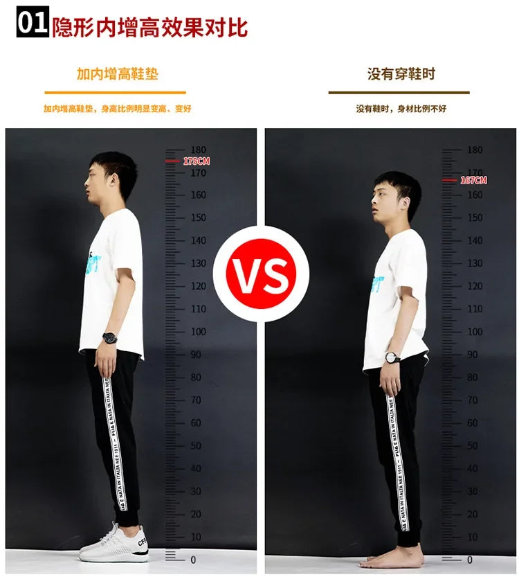 Men Breathable Height Increase Shoes  Lightweight Sneakers Invisible Height Increase Shoes 8cm Breathable Mesh Sneakers10cm