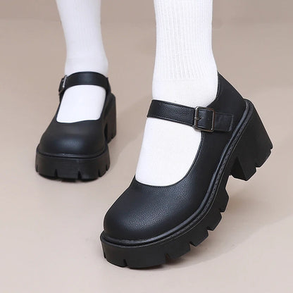 Women Mary Jane Shoes Vintage Girls Platform Pumps High Heels Platform Lolita Shoes Japanese Style College Sweet Student Shoes