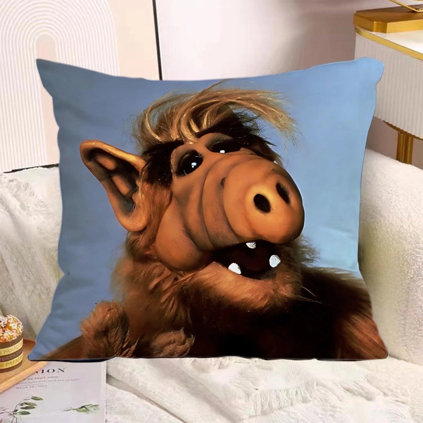 Classic TV Series A-Alf Pillow Covers Cartoon Sofa Decorative Home Double-sided Printing Short Plush Cute Cushion Cover