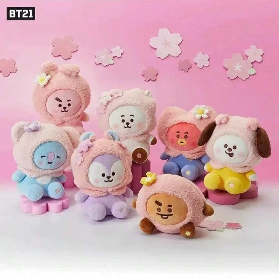 BT21 KPOP Sakura series plush toy bulletproof youth group plush sitting doll Fan gifts、birthday gifts、couple gifts、adult gifts