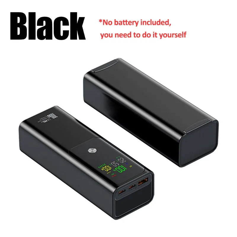 DIY Battery Charger Case PD 100W Fast Charging for 4PCS 21700 Polymer 20000mA Battery Power Bank Box for Macbook Need Welding