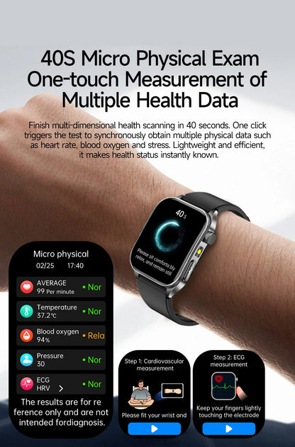 GUHUAVMI New Laser Therapy ECG+PPG Smart Watch Health Monitor Blood Lipids Uric Acid Heart Rate Tracking Monitoring Smartwatches