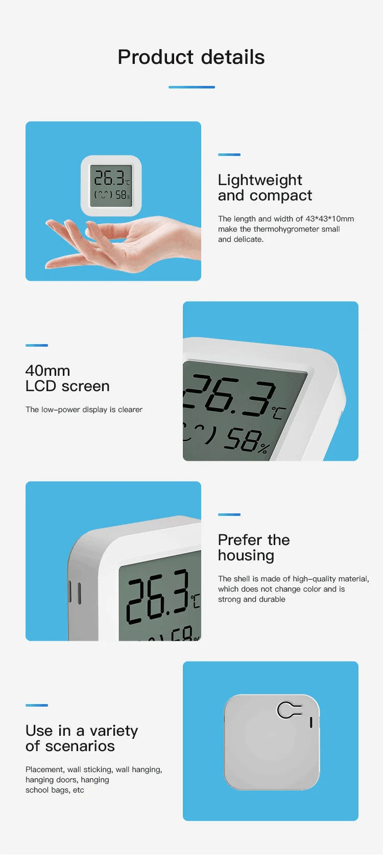 Tuya Zigbee Temperature Humidity Sensor Fridge Sensor Mini LCD Digital Display Bluetooth-Compatible Thermometer Hygrometer