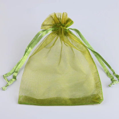 50/100pcs Colorful Organza Gift Bag 5x7 7x9 9x12 10x15 13x18cm Party Wedding Favors Candy Jewelry Packaging Drawstring pouches