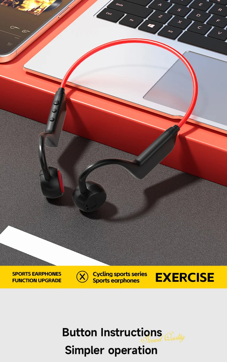 2026 Bone Conduction Headset Bluetooth 5.4 With Mic Waterproof Exercise Fitness Wireless Swimming Sports Headphone New