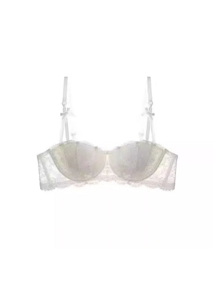 French Lace Half-Cup Bra Ultra-Thin Compact Small Bras  Kawaii Lingerie Sexy Push Up Japanese Style Minimalist Design for Women