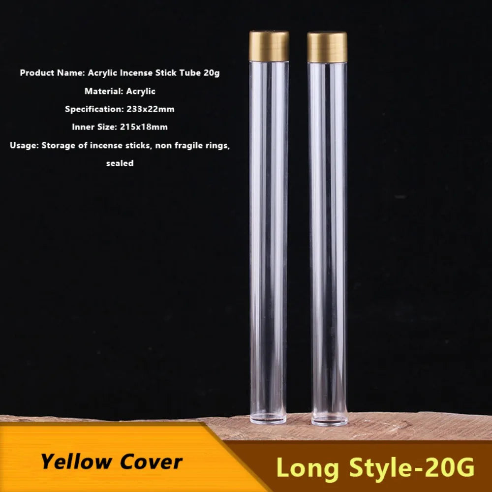 Portable Acrylic Incense Stick Tube Transparent with Detachable Airtight Lid Incense Holder Joss Stick Storage Tube