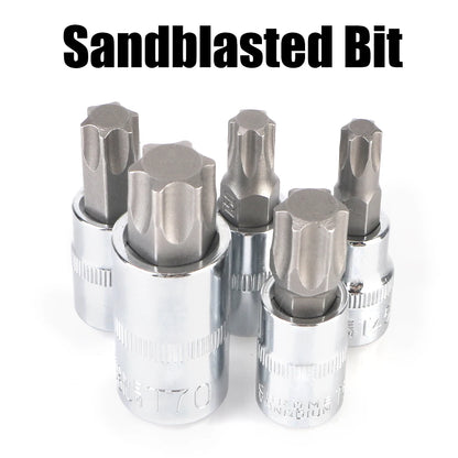 T8-T70 Torx Bit Socket Set 1/4" 3/8" 1/2" Drive Car Removal Tools Socket Wrench Tools 13 Pcs For Ratchet Torque Spanner