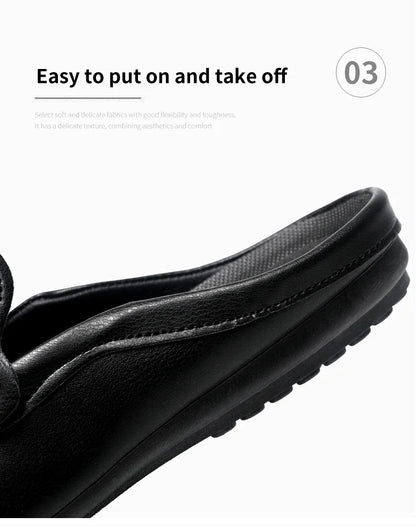 Summer Half Shoes For Men Comfortable Leather Casual Shoes Soft Flat Men's Loafers Lightweight Slip-on Shoes Man Daily Slippers