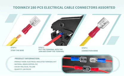 Vehicle Electrical Wire Connectors Kit Assorted Male Female Spade Ring Fork Butt Quick Splice Insulated Terminals For Automotive