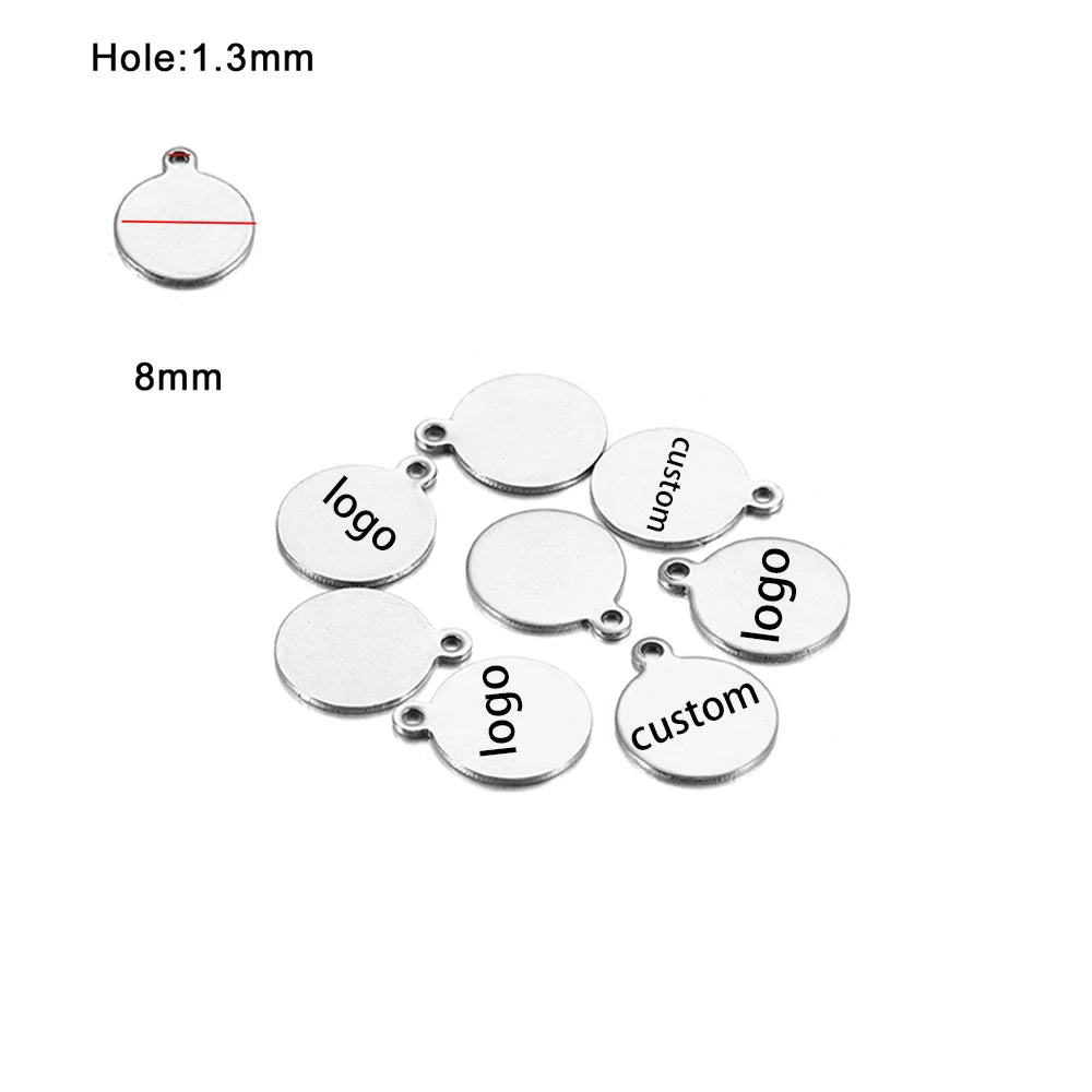 50-200pcs Custom Pendant Laser Engrave Name LOGO Stainless Steel Personalized Necklace Extend Chain Tail Tag Jewelry Charm