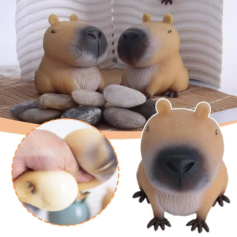 Mini Capybara Pinch Statue Stretchable Squeeze Fidget Capybara Figurines Soft Cartoon Animal Figure Home Decor Creative Gift