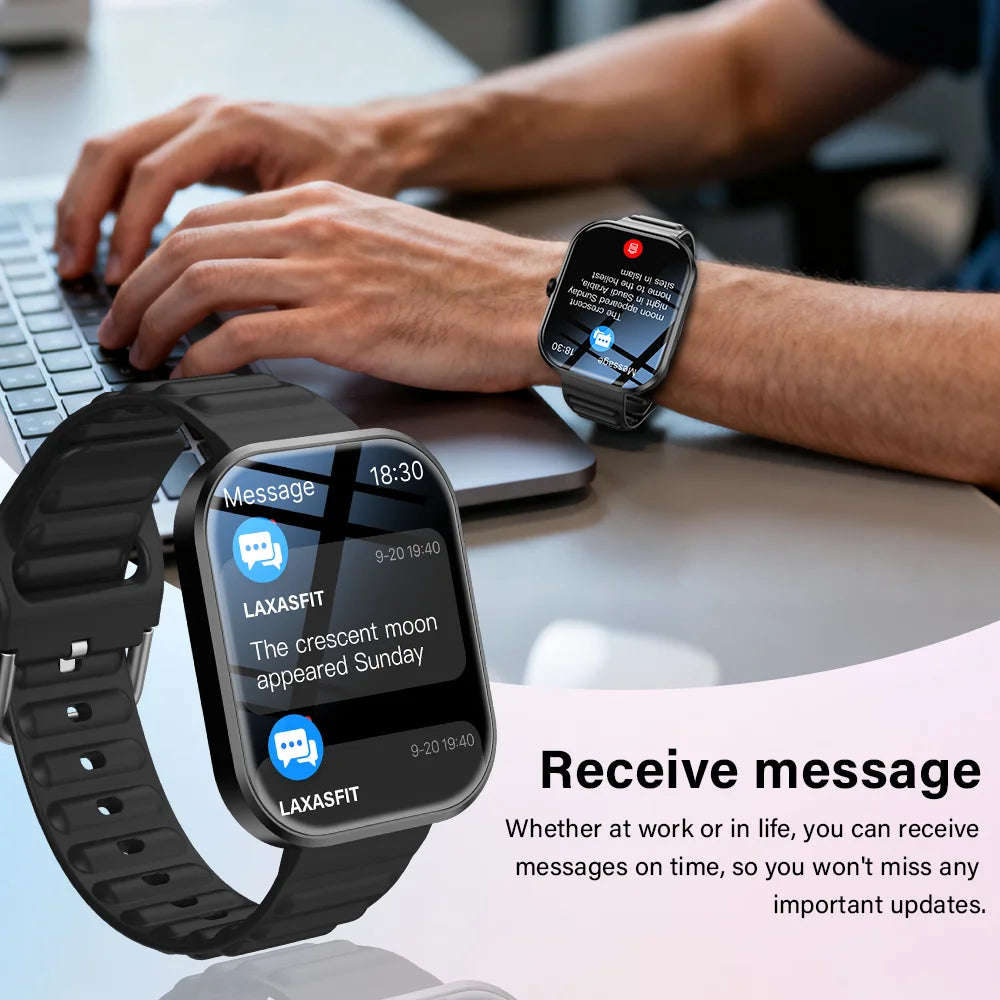 LAXASFIT 2026 Smart Watch Men's Full Touchscreen Bluetooth Call Sports Fitness Tracking Smart Wristwatch Women's Watch