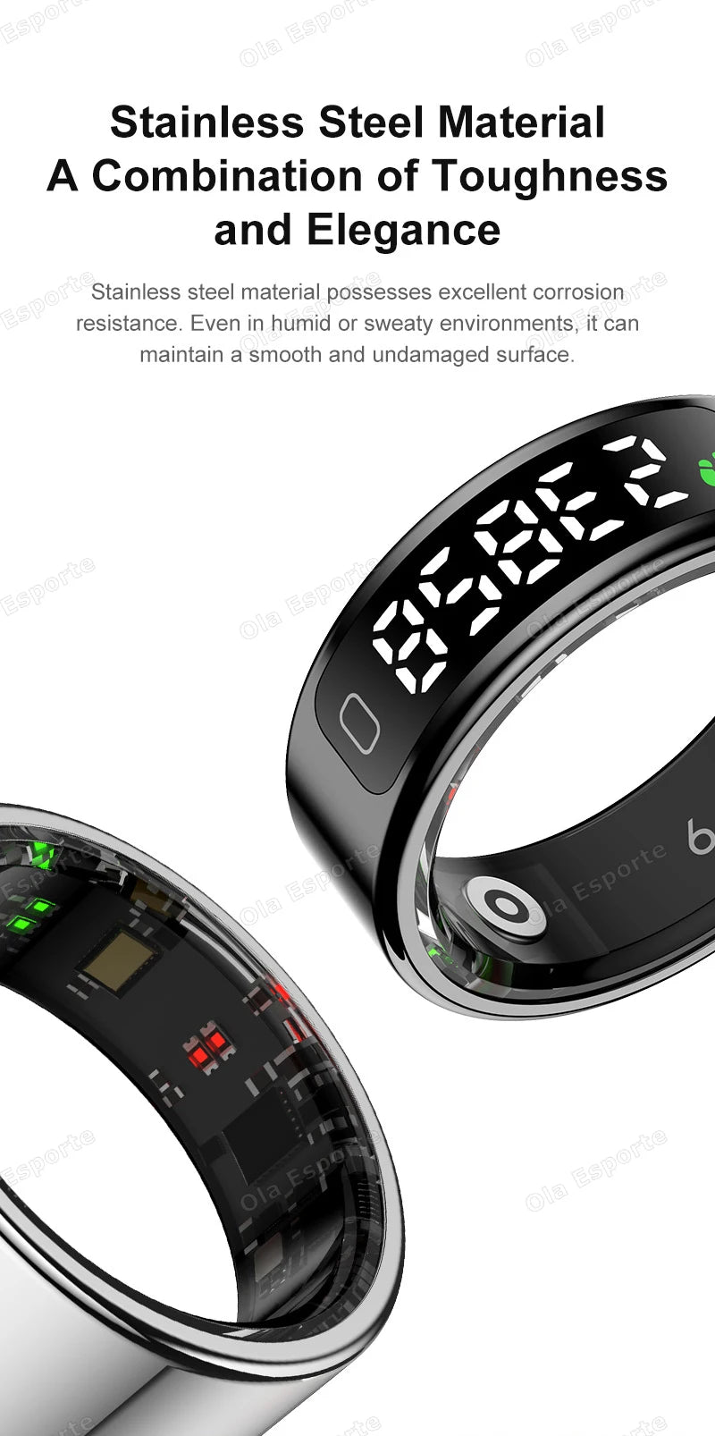 New R11 Smart Ring Men Women LED Display Screen Heart Rate Blood Oxygen Monitoring Waterproof Multi Sports Modes Smartrings 2025