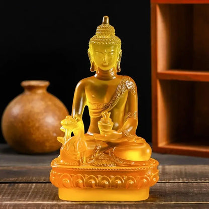 Medicine Buddha Statues Ornament Resin Feng Shui Lucky Shakya Muni Buddha Sculpture Home Office Garden Decoration