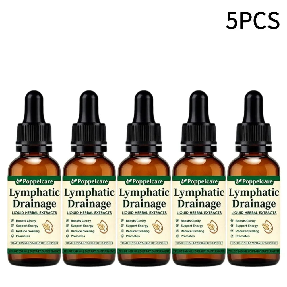 1-5pcs Natural Herbal Lymph Support Care Drops Lymphatic Drainage Oral Liquid Relieve Body Swelling Boost Energy