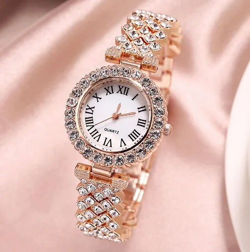 2PCS Women's Watch Fashion Rhinestone Ladies Analog Quartz Watches Bracelet Set Reloj Mujer Girls Clock Gift Relogio Feminino