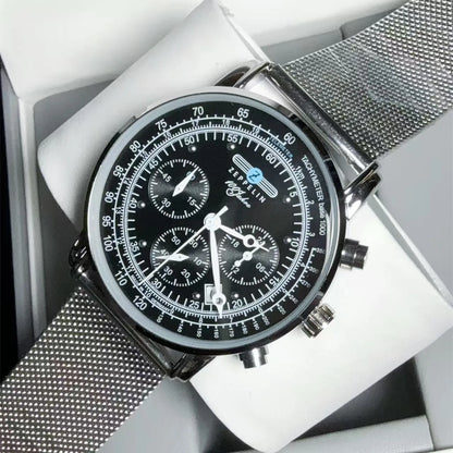 2026 Fashion New Retro Business Casual Leather Strap Quartz Watch Zeppelin Men's Watch Green Dial Luxury Gift Watch