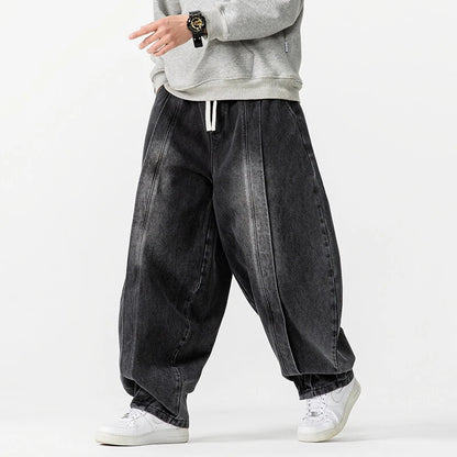 Baggy Cargo Jeans Trousers New Retro Loose Denim Harem Pants High Street Straight Loose Wide Leg Jeans Cowboy Lantern Pants