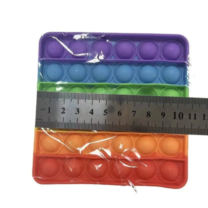 Silicone Rainbow Push Pop Toy, Round Sensory Fidget Bubble Toy, Anxiety Relief Desktop Game for Children