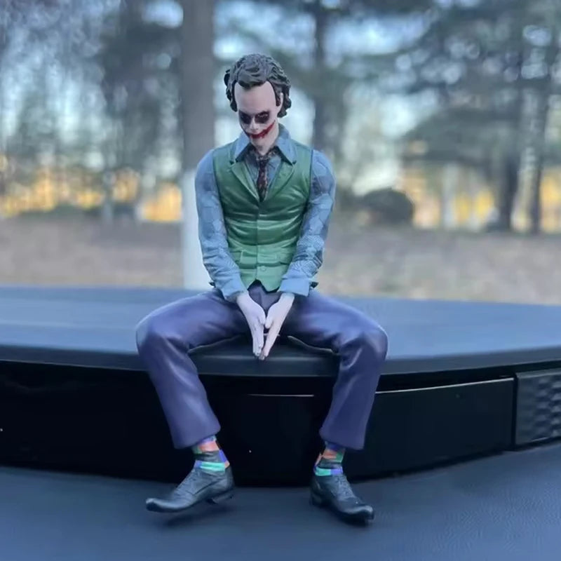 10cm Joker Heath Ledger Sitting Posture Figures Roof Decoration Car Doll Tail And Roof Pendant Model Collectable Statue Toys
