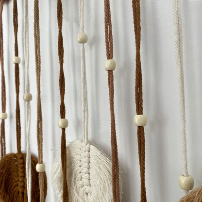 Handmade Woven Leaf Macrame Hanging Ornament Bohemian Cotton Rope Woven Walls Hanging Decoration For Bedroom Living Room Wall