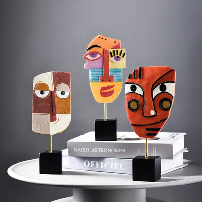 Abstract Facial Art Ornaments INS Nordic Style Home Resin Crafts Creative Living Room Wine Cabinet Decoration and Decoration