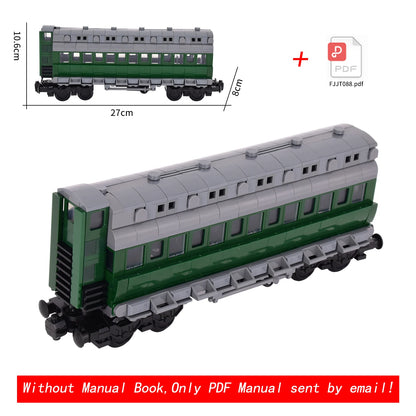 Vintage Dual Cab Train MOC Blocks, Detailed Retro Railway Locomotive, Educational DIY Toy for Train Fans, No Paper Manual