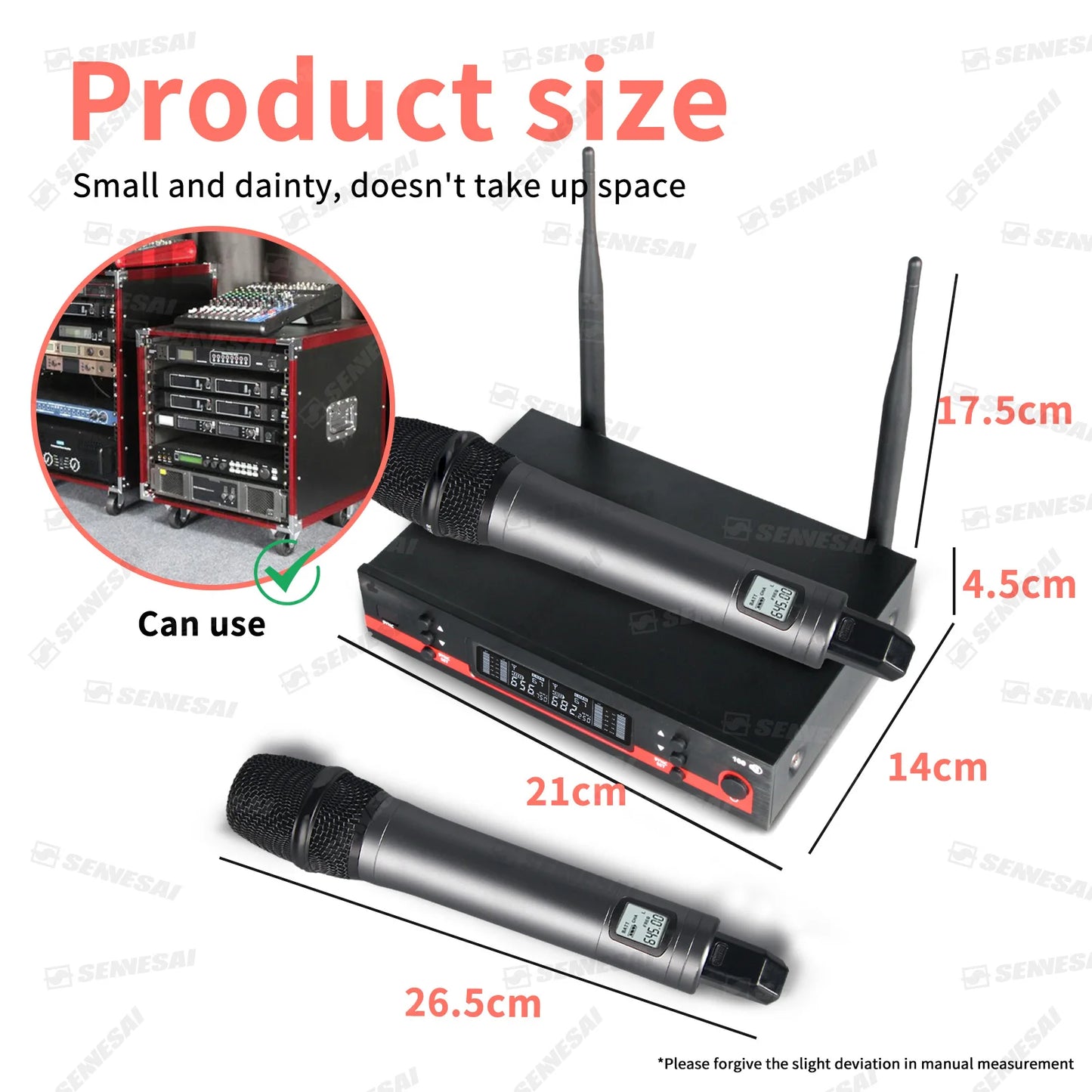 SENNESAI Ew100g3 Professional Dual Wireless Microphone Stage Performance 2 Channels 600-699MHz UHF Karaoke Metal Handheld