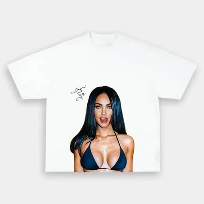 Megan Fox Signature Portrait Graphic  Men's Shirt 2026 Summer New O-Neck Short Sleeve Women's Fashion Tshirt