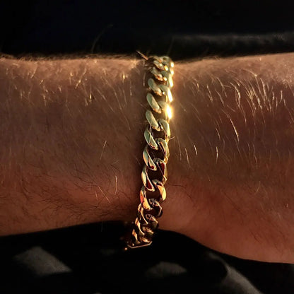 Gold Color Cuban Chain Bracelets for Men,6/8/10/12MM Stainless Steel Chain Link Wristband,Casual Hip Hop Male Jewelry Gift