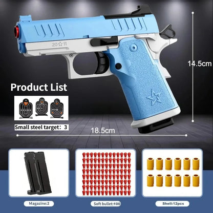 2011 G17 Shell Ejecting Blowback Pistol Continuous Shooting Outdoor Game Toy Gun for Kids Adults Birthday Gift