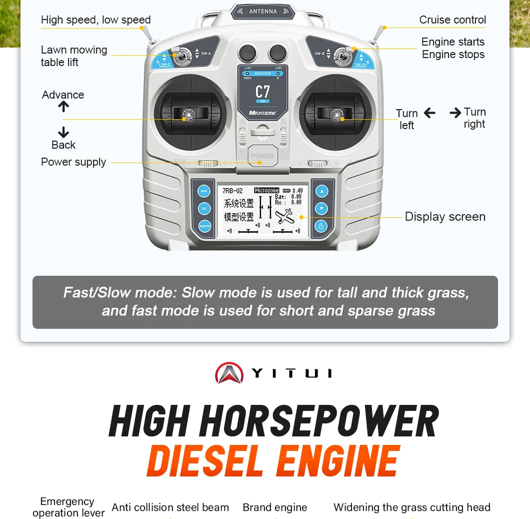 Customized diesel lawn mower that can climb slopes GPS all terrain tracked lawn mowing robot