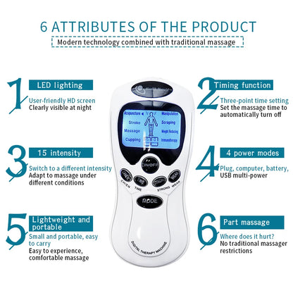 Electric Tens Unit Massager Muscle Digital Massage Electric Body LCD Display Machine Meridian Physiotherapy Digital Massage Tool