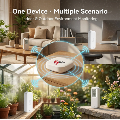 Smart Home Zigbee Temperature Humidity Sensor Waterproof Tuya APP Remote Monitor Thermometer Hygrometer With/without LCD for Z2M