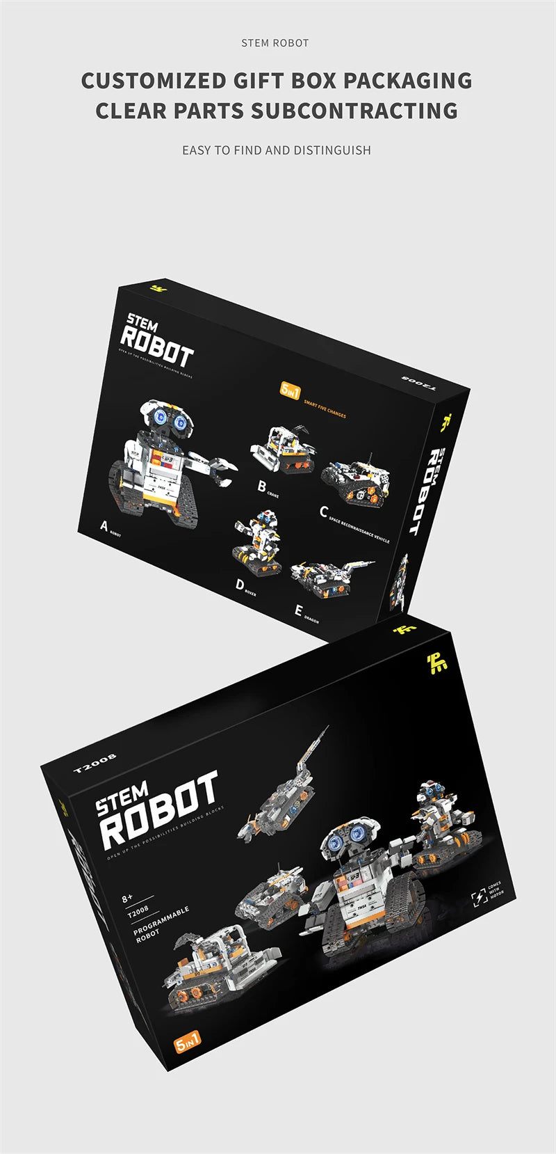 Multi-Axis mechanical Arm Programmable Building Blocks 5 in 1 robot Remote Control toys Interactive STEM Learning children gift