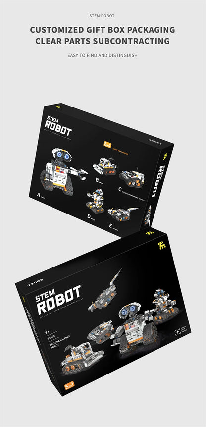 Multi-Axis mechanical Arm Programmable Building Blocks 5 in 1 robot Remote Control toys Interactive STEM Learning children gift