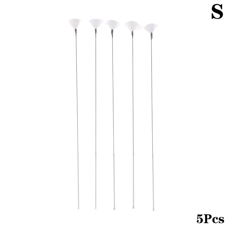1/5Pcs Goose Feather Stick Ear Picking Elastic Earwax Cleaner Stick Massage Chicken Peacock Feather Silver Needle Ear Dig Tool
