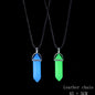 2Pcs/Set Luminous Hexagonal Column Heart Pendant Couple Magnetic Necklace Natural Stone Geometric Pendant Necklace Jewelry Gifts