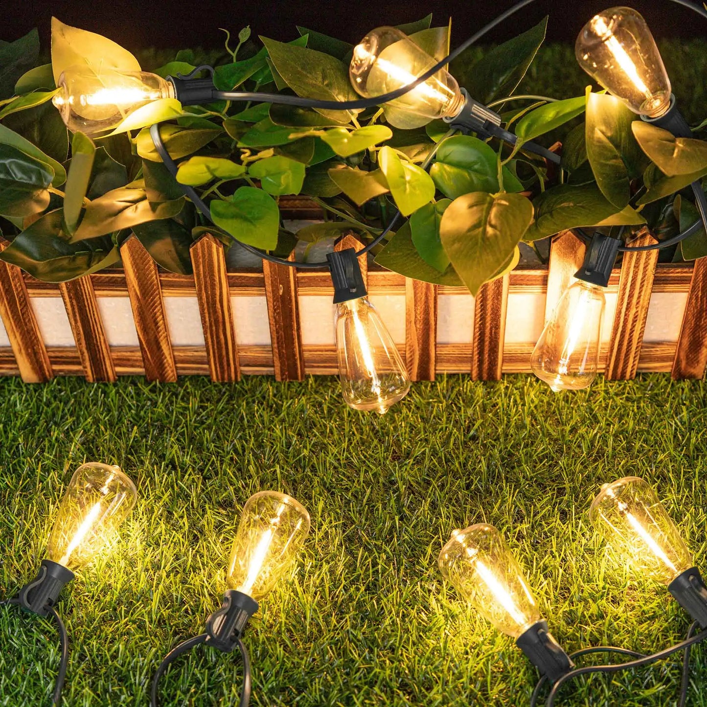 Solar Globe LED String Lights G40 Patio Light USB Recharger 8 Light Modes Remote Control Garden Solar Weatherproof Hanging Light