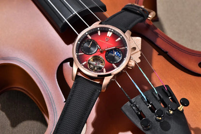 PAGANI DESIGN Men Watches Automatic Mechanical Watch Tourbillon Clock Genuine Leather Waterproof Watch Military Wristwatch Man ﻿
