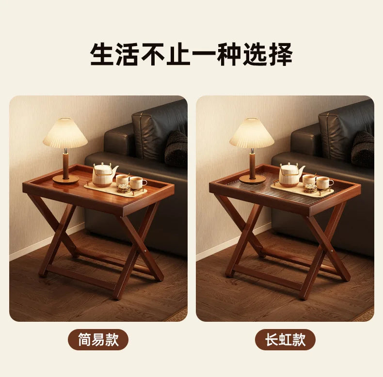 Space-Saving Foldable End Table: Minimalist Corner & Couch Side Table with Shelf – Perfect for Living Room, Balcony or Bedside